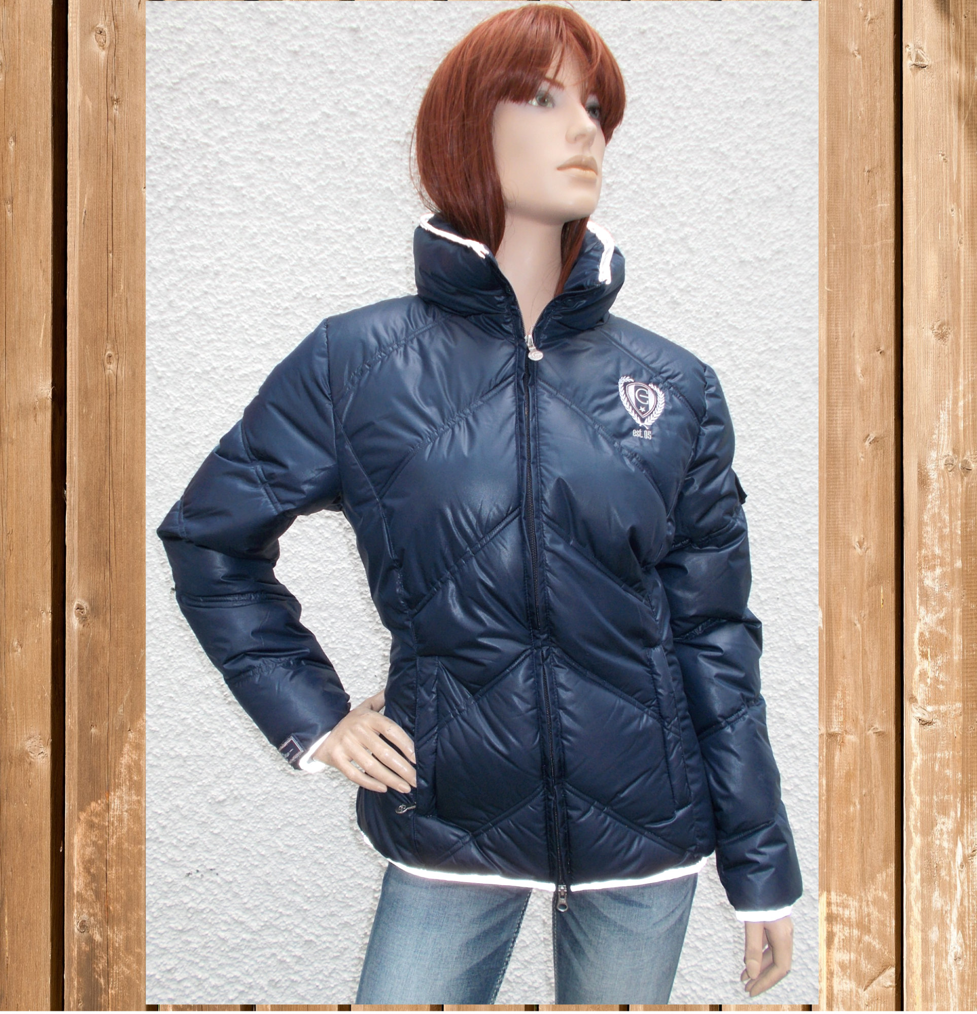 Covalliero Damen Winterjacke, gefütterte Steppjacke, navy